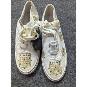 Sebastino Vintage White & Gold PU Leather BINGO Sneaker